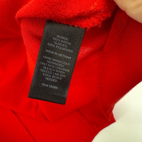 Express V Neck Chiffon Red Sheer Sleeve Mini Dress Size Size Medium - Picture 5 of 5